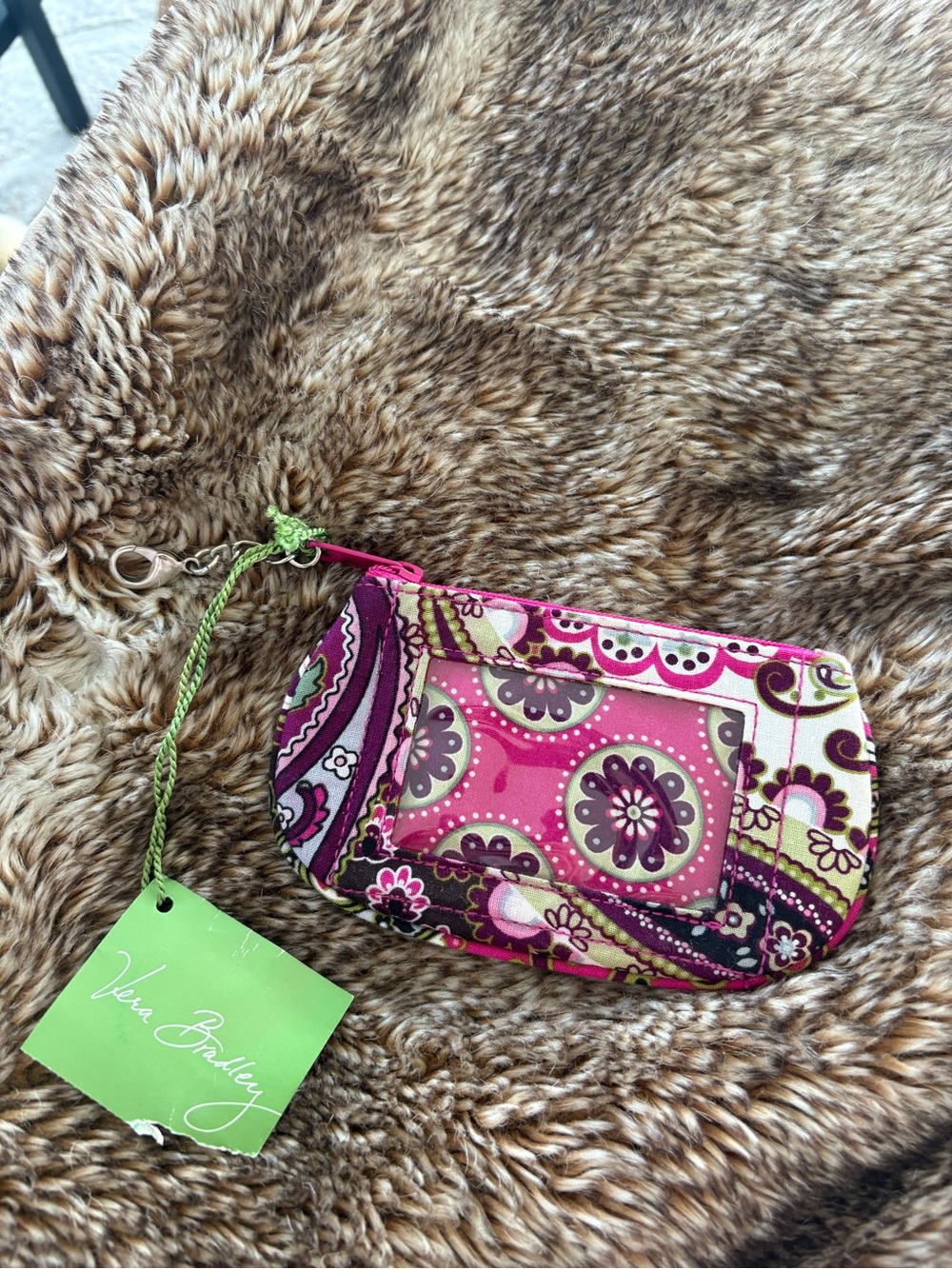 Vera Bradley Pink and Brown Paisley Coin  Pouch Wristlet